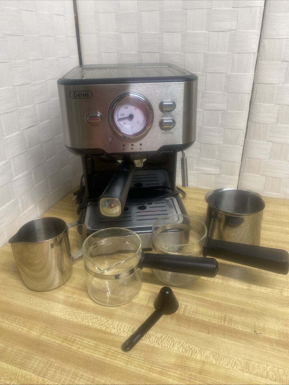 Used Gevi Espresso Machine with Milk Frother, Portafilter, More
